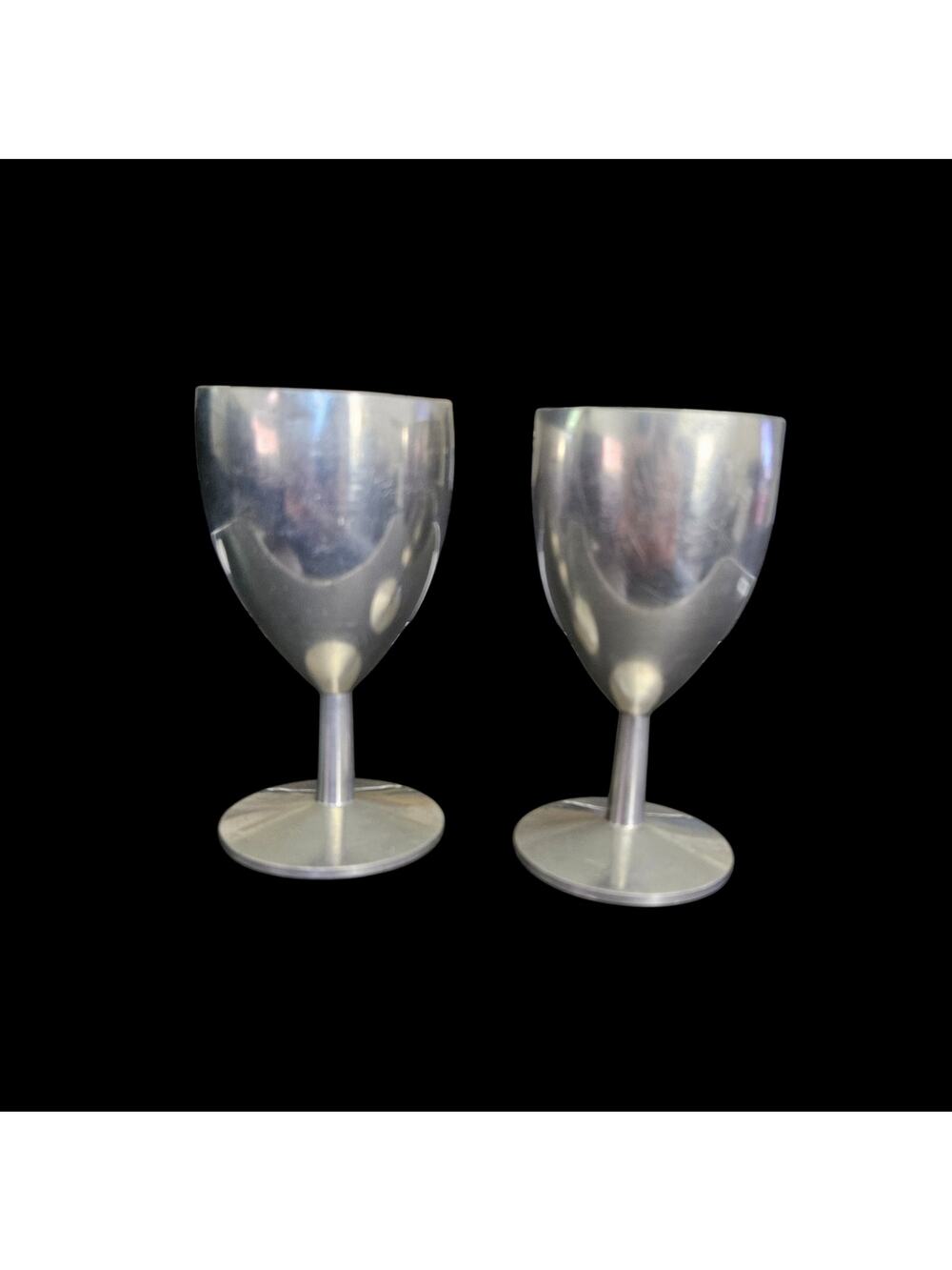 Vintage Metawa Holland Real Pewter Goblets Set of 2 Wine Cups Stemware